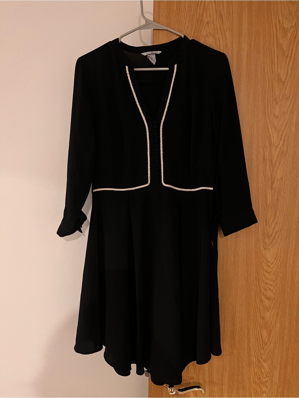 H&M Black Mini Dress with White Trim